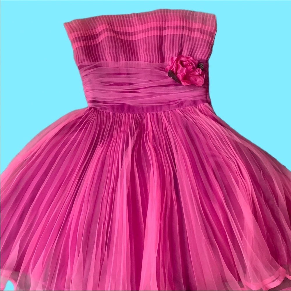 Betsey Johnson Pink Strapless Y2K Dress 90s tulle prom